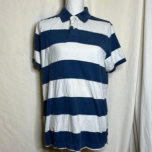 Blue&White Striped Mens Polo